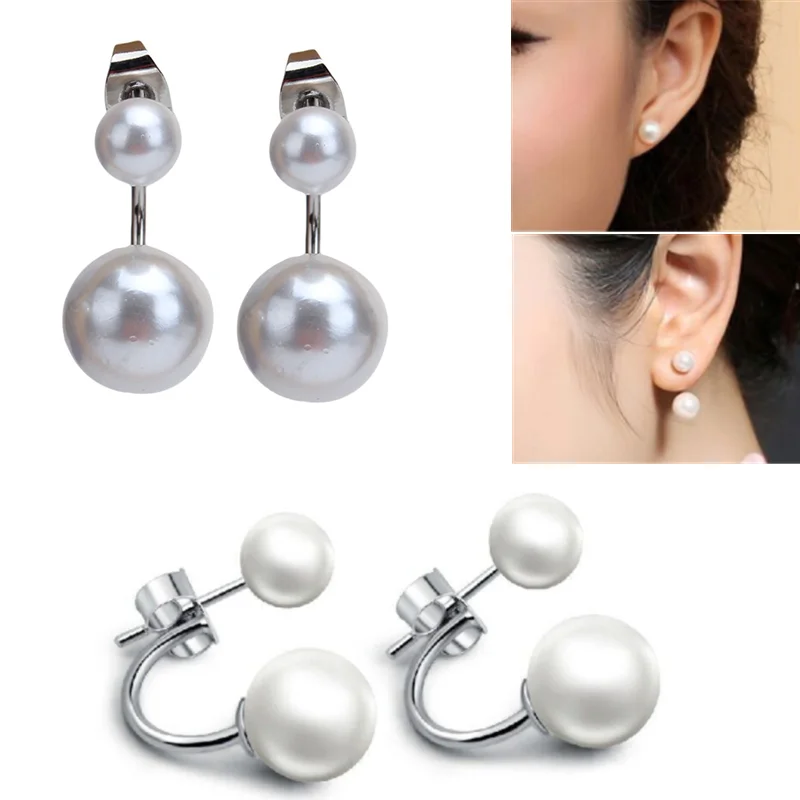 Модные ювелирные изделия для ушей двойные модели звезд имитация жемчуга