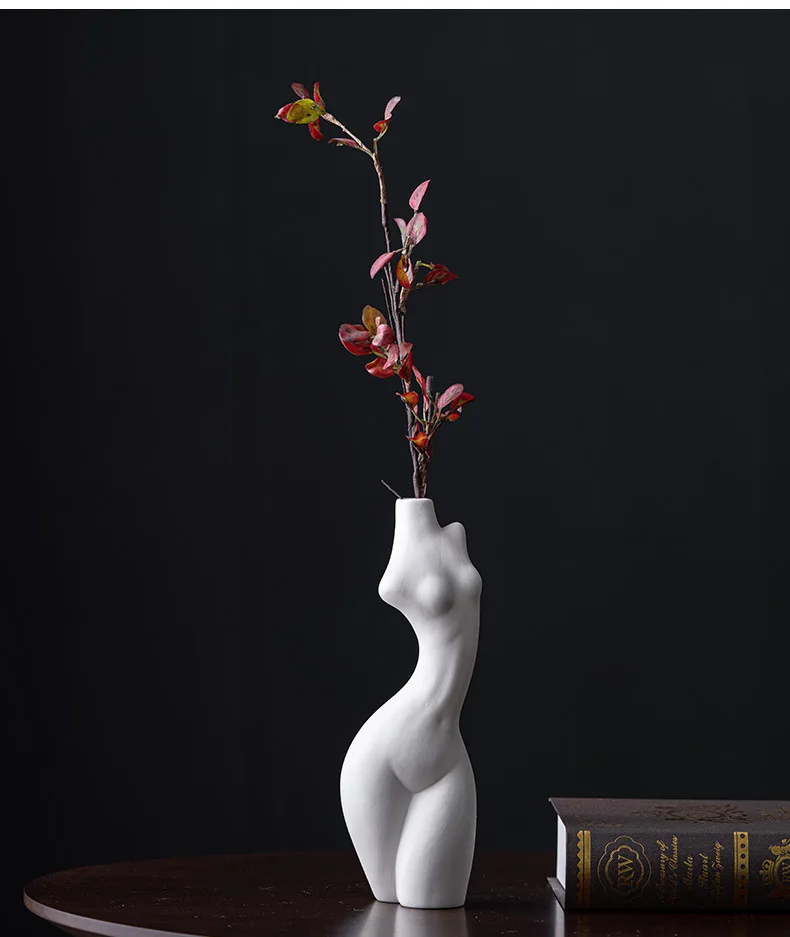 Home Furnishings Ins Human Body Plastic Art Vase Nordic Decoration Ceramic Sculpture White Flower | Дом и сад