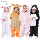 Одежда для маленьких девочек, кигуруми, детские пижамы с единорогом, зимние комбинезоны с животными из мультфильмов, комбинезоны с котом и единорогом, детские костюмы, комбинезон