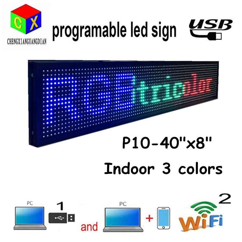 

P10 SMD Wifi Programmable Moving Message BGR 3 colors LED Sign Board for Store window advertising Led Display business