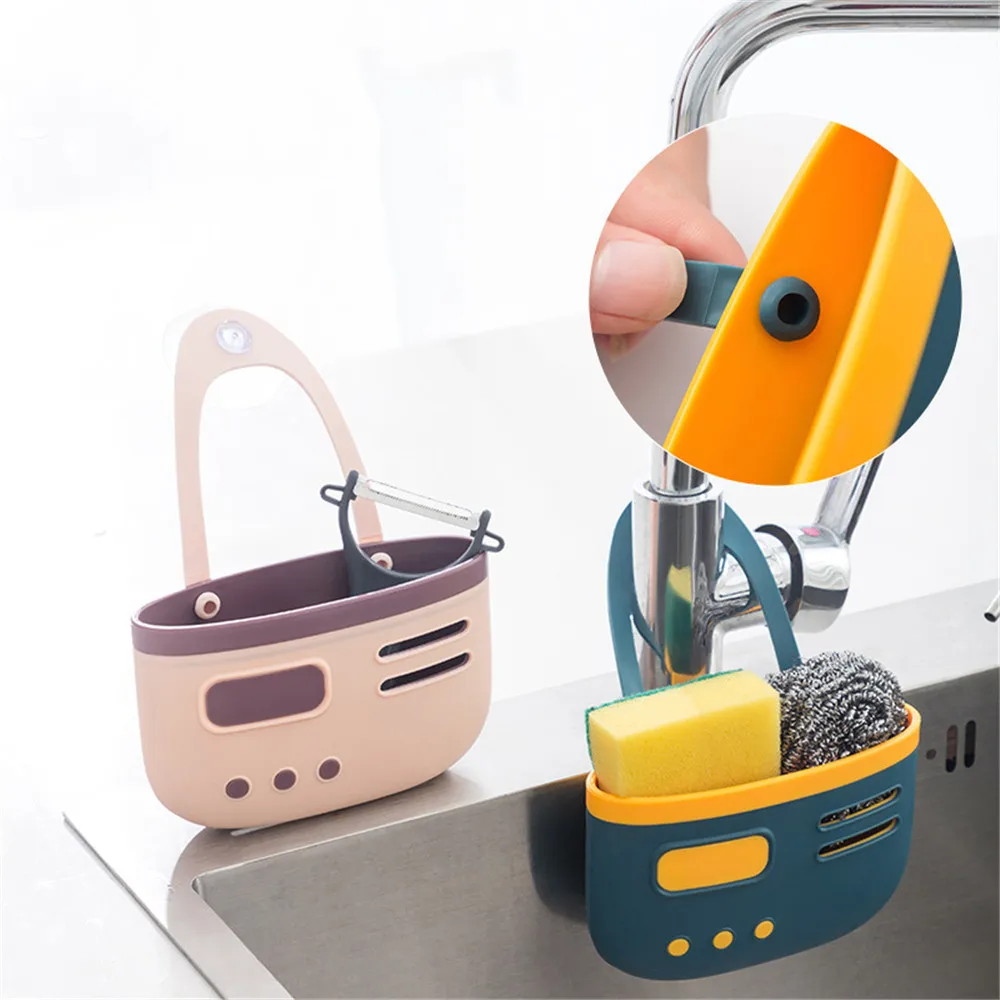 

Multifunctional Sink Drain Rack Shelf Suction Cup Sink Drain Basket Bowl Fruit Sponge Holder Kitchen Bathroom Storage Organizer
