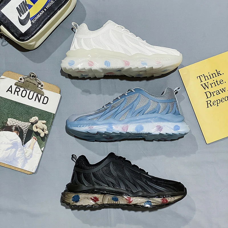 Мужские сетчатые кроссовки для бега удобная спортивная обувь дышащие