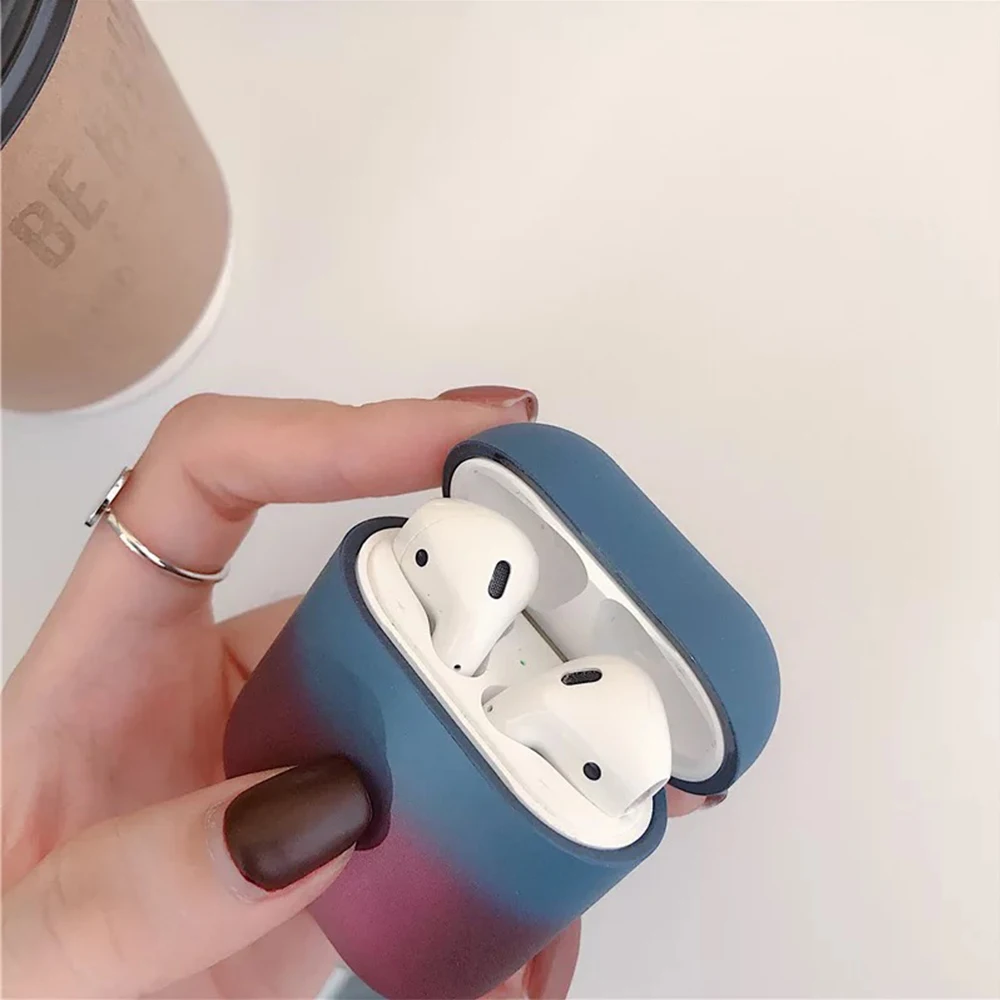8 градиентных цветов силиконовый чехол для наушников Airpods 1 2 милый цветной