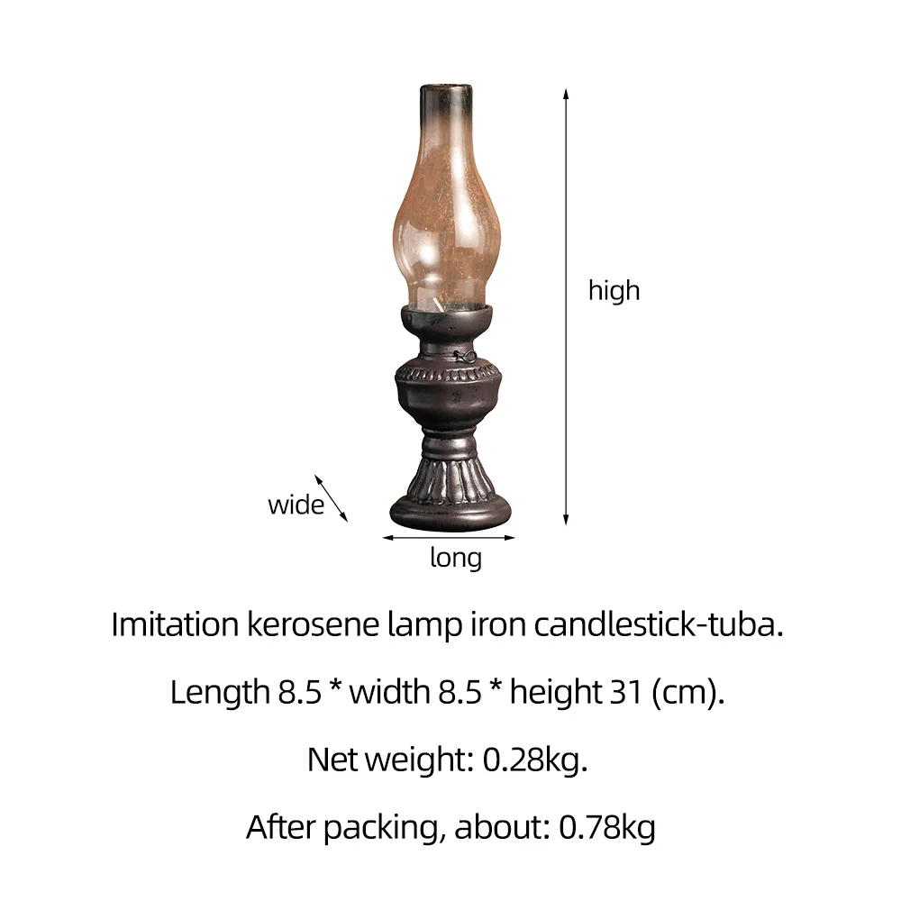 

New Creative Candlelight Dinner Props Bar Cafe Restaurant Decoration Accessories Retro Nostalgic Old Kerosene Lamp Candlestick