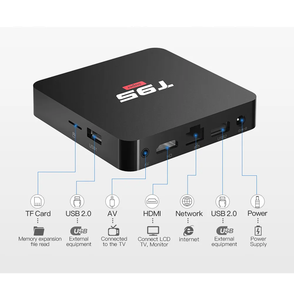 ТВ приставка T95 на Android 10 0 Allwinner H3 4 ядра 2 + 16 ГБ Wi Fi ГГц 4K|ТВ-приставки и медиаплееры|