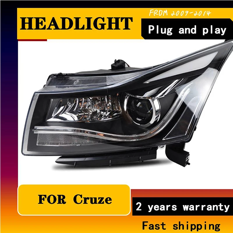 Стайлинг автомобиля для фар Chevrolet Cruze 2009-2014 Head Light Angel Eye DRL Q5 Bi Xenon H7 hid Bi-Xenon Lens Low Beam
