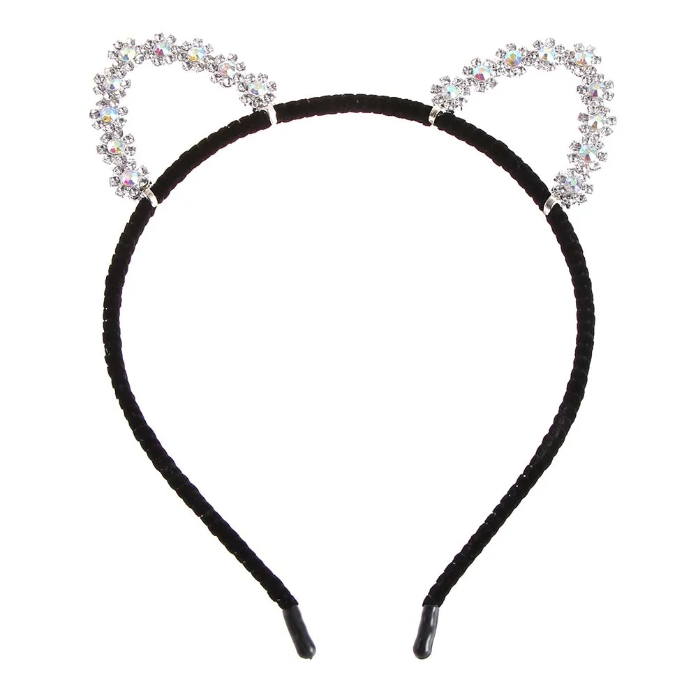 Женская повязка на голову с кошачьими ушками головной убор Хрустальная лента для