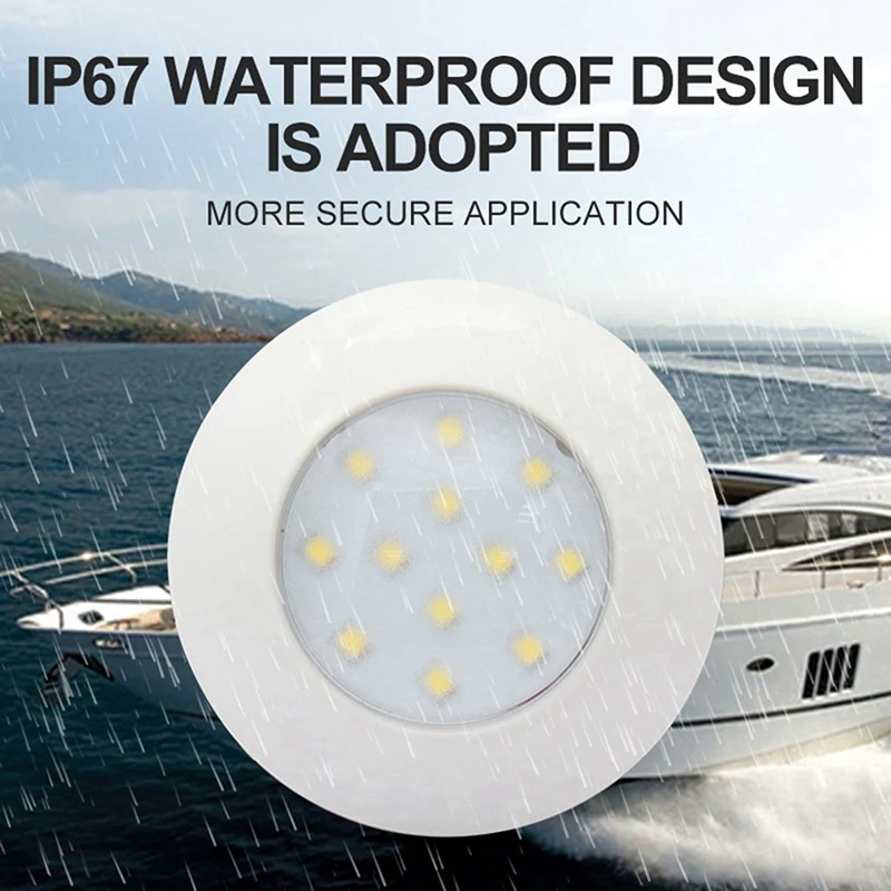 

12V 12 LED Round Lights Interior light Car Round Ceiling Light Interior light for RV Boat Waterproof White Lights
