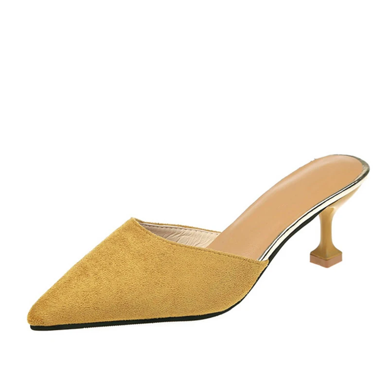 Женские летние тапочки на высоком каблуке женские замшевые уличные модные