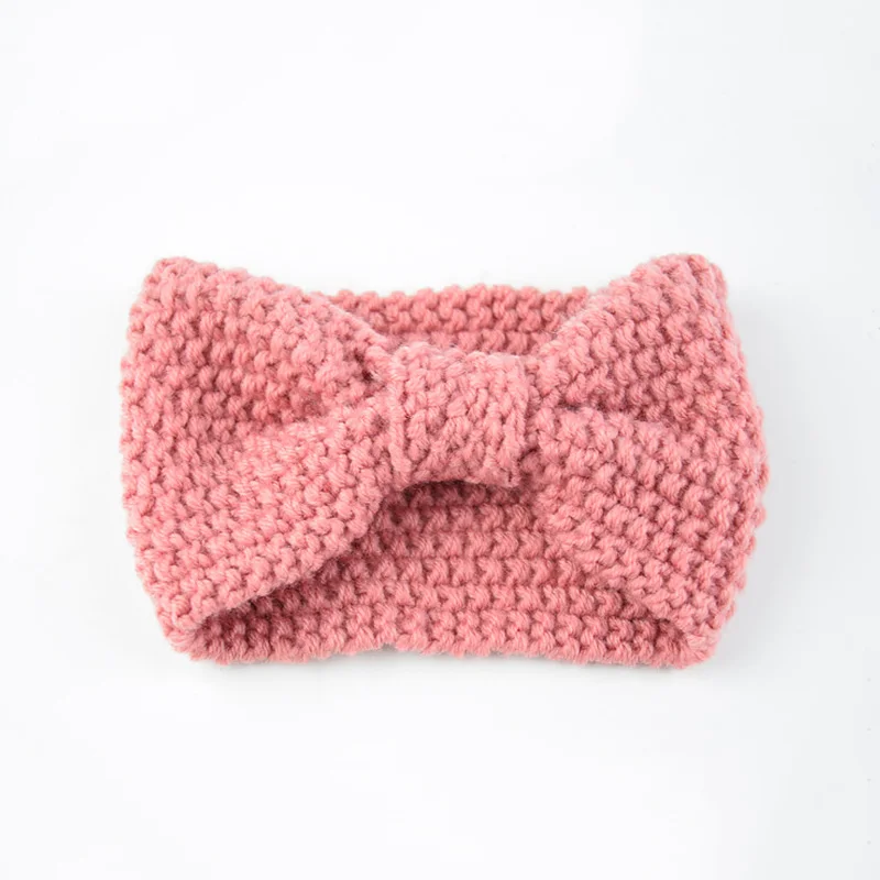 Повязка для головы с бантом вязаная из шерсти| |