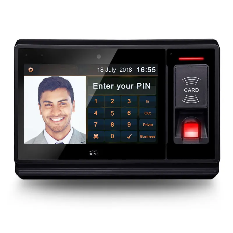 

Android PoE and back up battery fingerprint time recording machine with camera, USB and TCP/IP, offer software and SDK