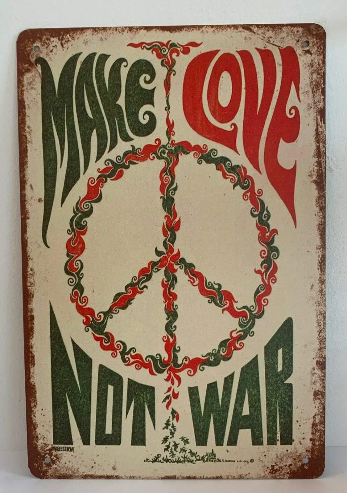 

Бляшки из металла в стиле ретро с надписью «Make Love Not War»