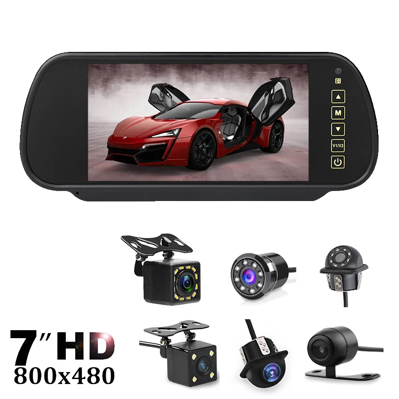 Система заднего вида для парковки Автомобильное зеркало с 7-дюймовым TFT