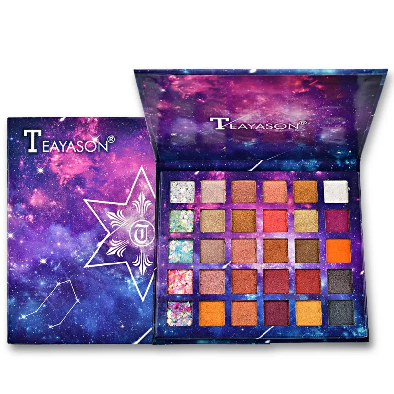 Уникальный 30-Цвет расшитые бусинами и блестками жемчугом звезды тени для век