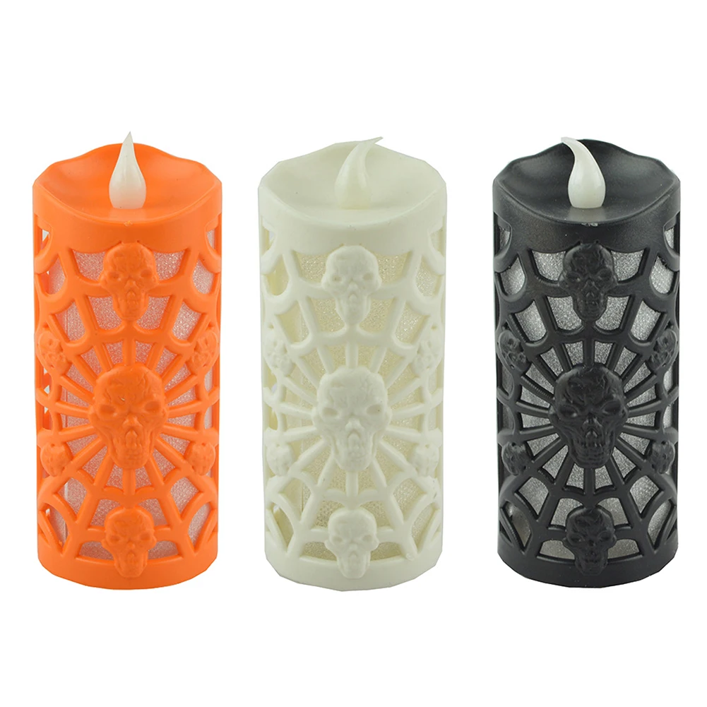 3 цвета Светящийся Хэллоуин СВЕТОДИОДНЫЙ Череп Паук свеча Ночник светильник