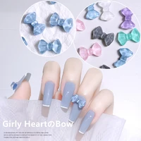 10pcs cute bow 3d nail art decorations semi transparent candy colorful bowknots japanese nail ornaments diy manicure accessories