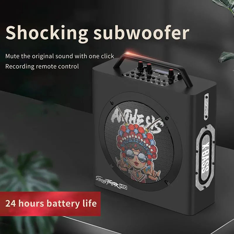 

40W Outdoor Bluetooth Speaker Portable Wireless Subwoofer Microphone K Song Soundbox Stereo Graffiti Hip Hop Card Car Soundbar