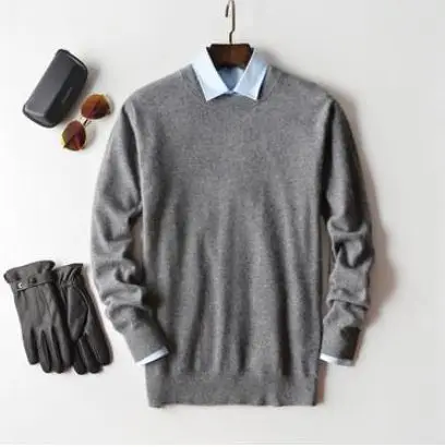 Dark gray o-neck Осень-зима, кашемировый хлопковый мужской свитер, трикотажное платье-свитер, hombre pull homme Hiver, пуловер, мужские вязаные свитера J697 - Цвет: Dark gray o-neck
