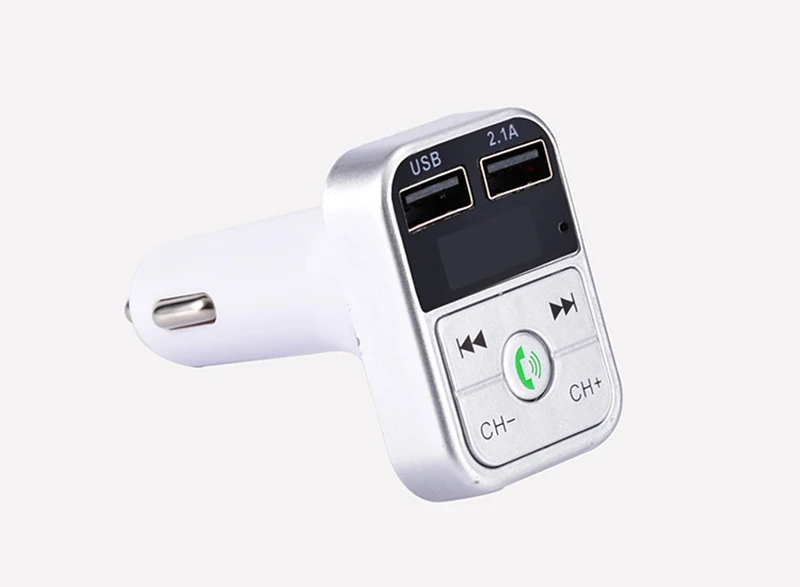 Серебристый Автомобильный комплект громкой связи беспроводной Bluetooth fm-передатчик ЖК MP3 музыкальный плеер USB зарядное устройство Поддержка TF 12 В 2.1A FM модулятор громкой связи - Название цвета: Серебристый