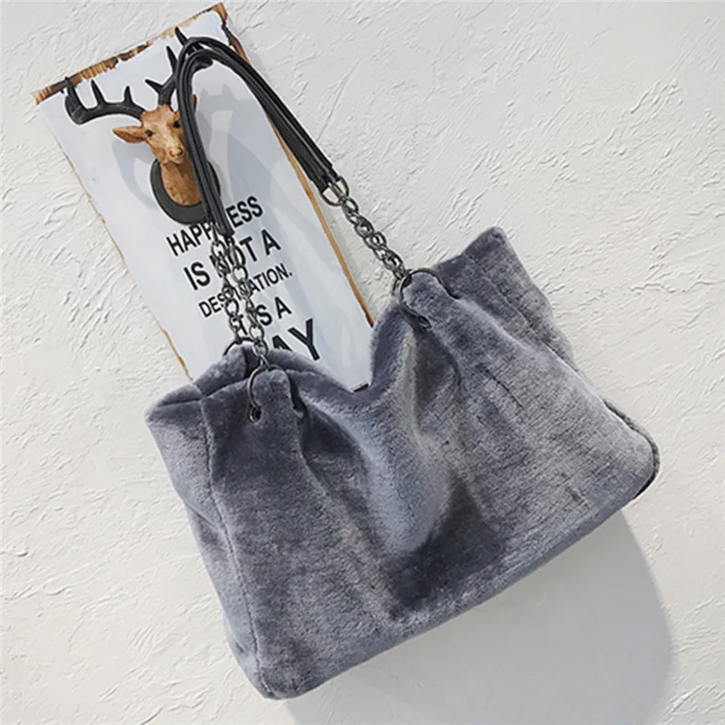 

Сумка женская из искусственного меха, роскошный саквояж на плечо большой вместимости, зимняя сумочка-тоут с ручками сверху