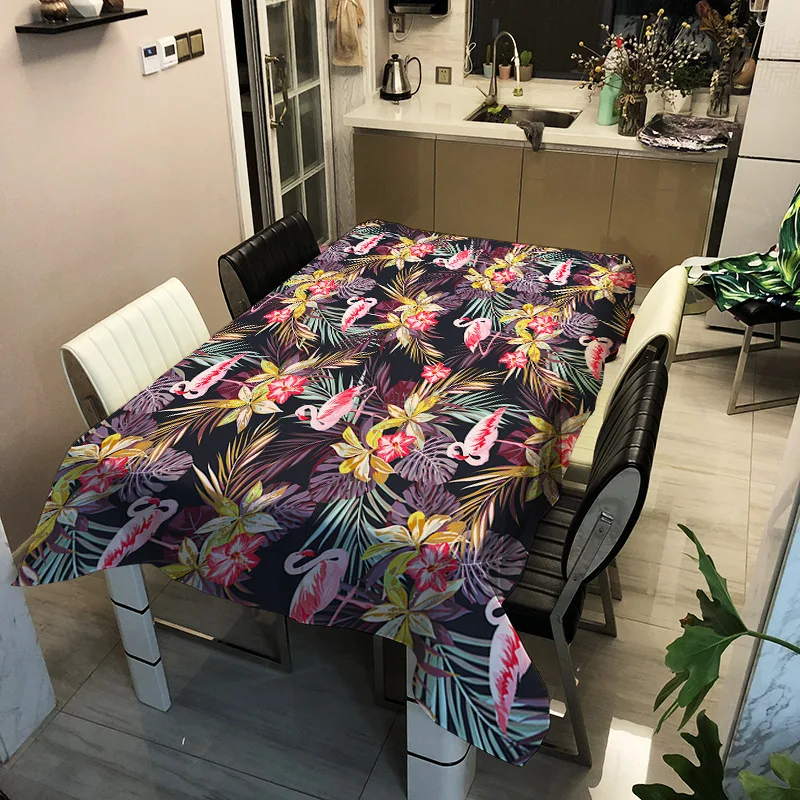 

Flamingo with Flowers Tablecloth 3D Printing Table Cloth Waterproof Rectangular Dinning Table Cover Mantel Mesa Nappe De Table