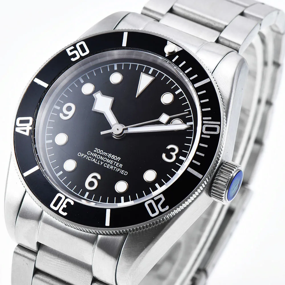 Механические мужские водонепроницаемые часы с браслетом из нержавеющей стали 41