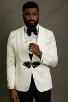 wedding suits mens latest design custom made white smoking tuxedo jacket groomsman groom terno suits for men bridegroom