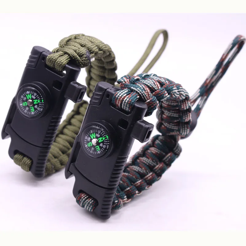 Adjustable Camping Hiking Emergency Tactical Survival Braided Rescue Umbrella Rope Outdoor Bracelets Parachute Cord 20-28.5CM | Украшения и