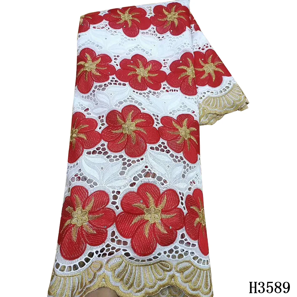 

New Arrival 100% Cotton Tissus Africain Voile Suisse Coton Swiss Voile Lace In Switzerland Dubai 2020 For Women Clothing HX3589