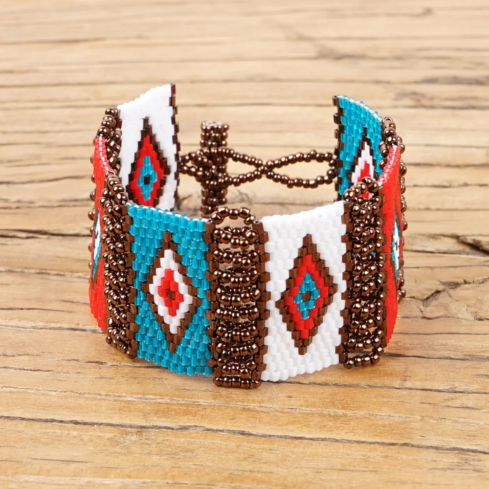 SHINUSBOHO2020 New Bohemian Ethnic Style Geometric Pattern Women's Bracelet MGB Bead Weaving Jewelry | Украшения и аксессуары