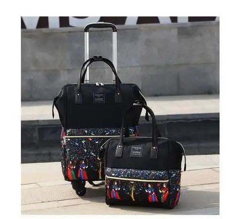 Women travel Trolley Bag with wheels Carry-On Luggage Backpack with handbag Trolley Bags Rolling Suitcase Wheeled bag for travel