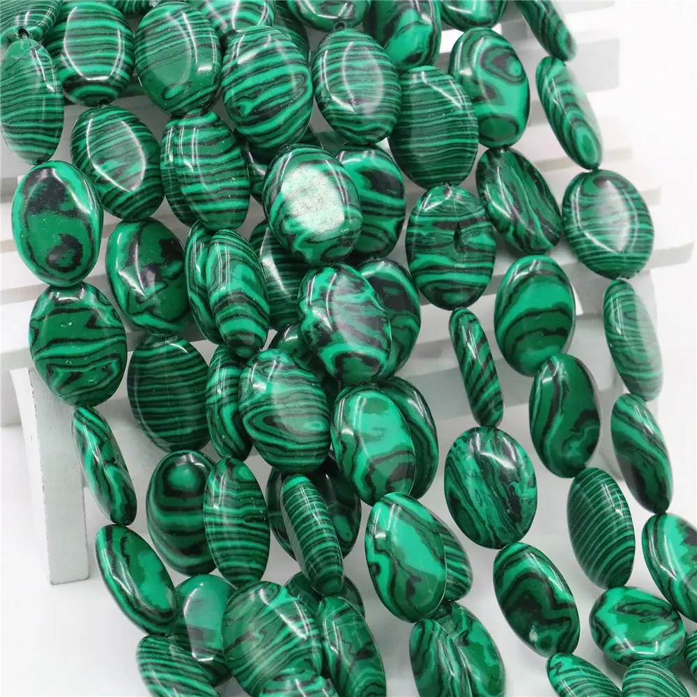 Лидер продаж овальные бусины из зеленого малахита 13 х18 мм ювелирные изделия