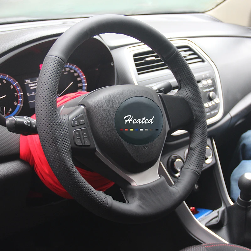Чехол на руль из натуральной кожи для Suzuki CELERIO S CROSS SX4 2013 2014 Vitara 2015 оплетка руль|leather