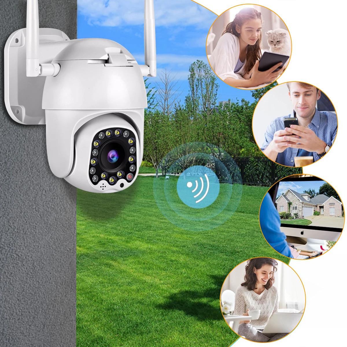 1080P облако Wi-Fi PTZ камера Открытый 2MP Авто слежение Домашняя безопасность ip-камера 4X цифровой зум скорость купольная камера с сиреной светильник