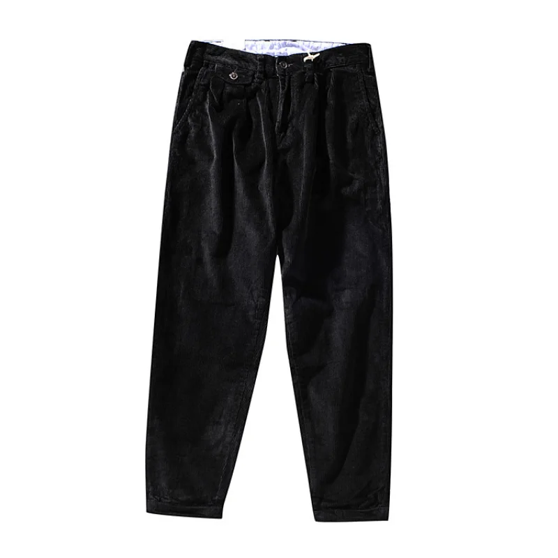 

Осенне-зимние новые американские простые вельветовые мужские повседневные брюки backдополнительный стиль Молодежные трендовые Капри пай