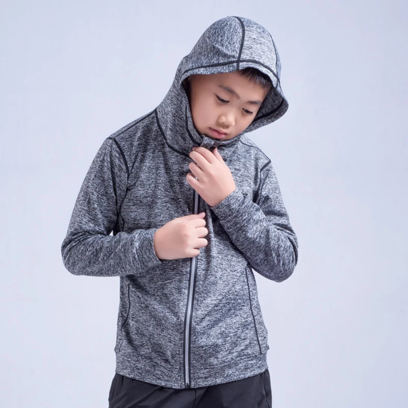 Детские спортивные куртки с капюшоном для бега на осень и зиму эластичные