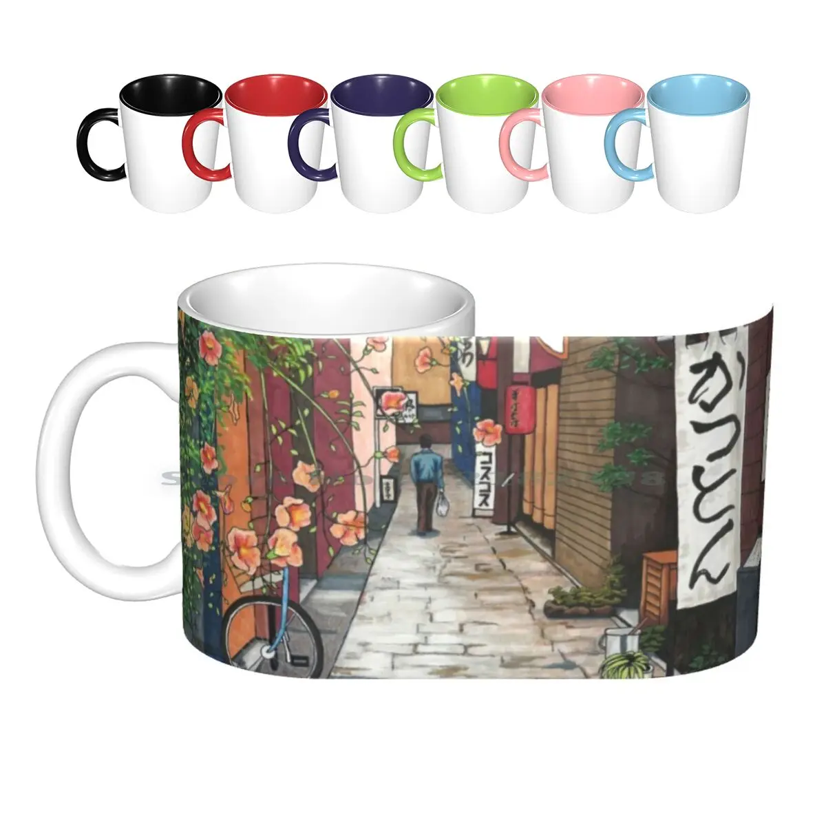 

Flowers In An Alley Ceramic Mugs Coffee Cups Milk Tea Mug Japan Summer Kanji Alley Flowers Japanese Comic Anime Colourful