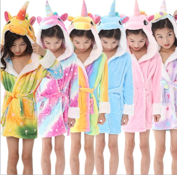 

Детский фланелевый банный халат с капюшоном, Осень-зима 2020, детский банный халат с длинным рукавом, одежда для сна с животными, халаты для де...