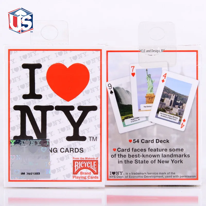 Велосипед I Love NY игральные карты размер колода покера USPCC Нью Йорк знаки