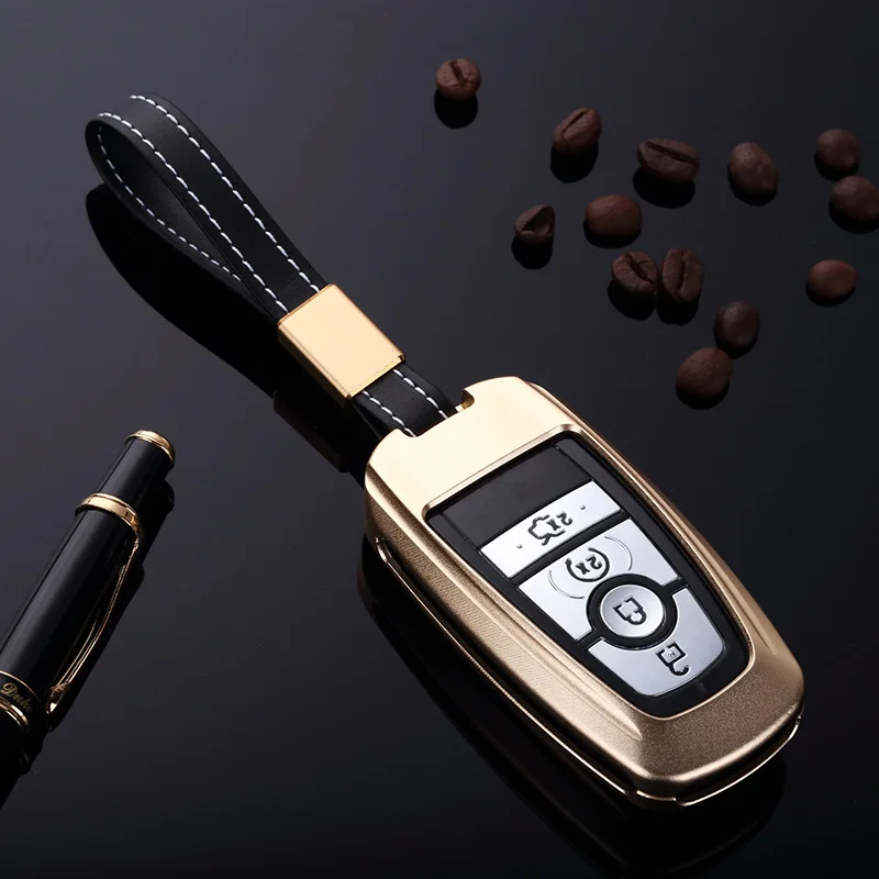 

Car Aluminium Alloy Key Holder Key Fob Cover Case Shell Chain Key Protection for Ford ESCORT Ecospor Exploror Mondeo