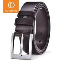 coolerfire belts for men black and brown top full grain leather big silver buckle dress belt jtc001