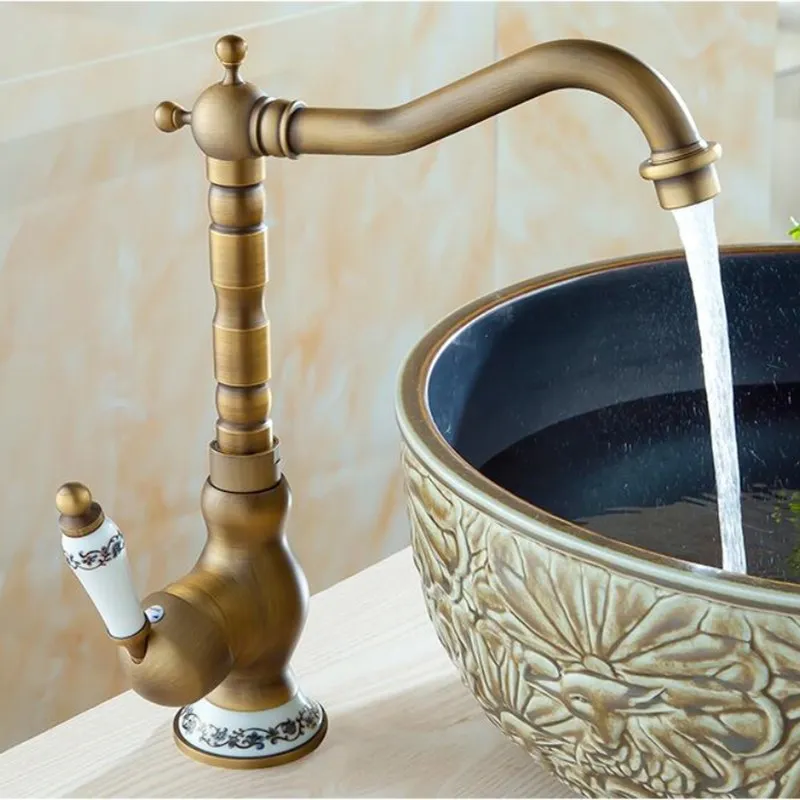 Аксессуары для обустройства дома античный латунный кухонный кран поворотный на