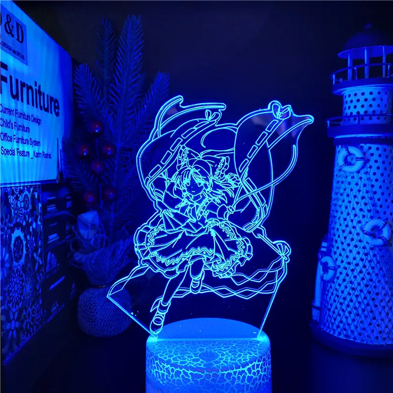 Акриловый светодиодный ночник Project Hakurei Reimu 3D лампа в стиле аниме для спальни