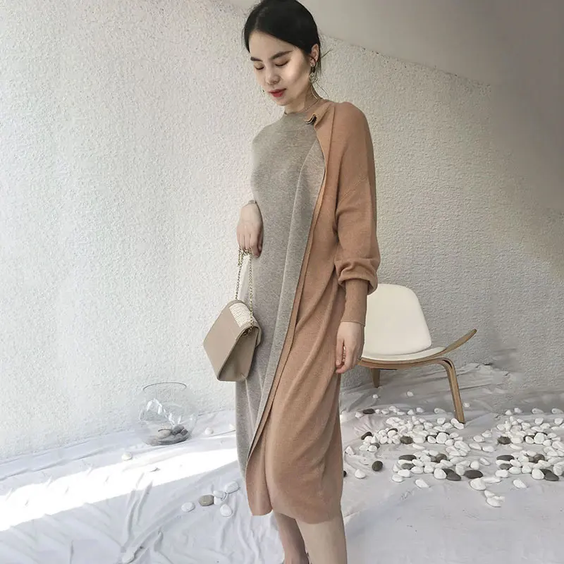 XITAO длинное тонкое плиссированное платье средней длины для женщин модного цвета