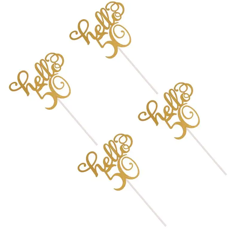 6 шт. украшение для торта креативный день рождения Hello 50 блестящая бумага десерт