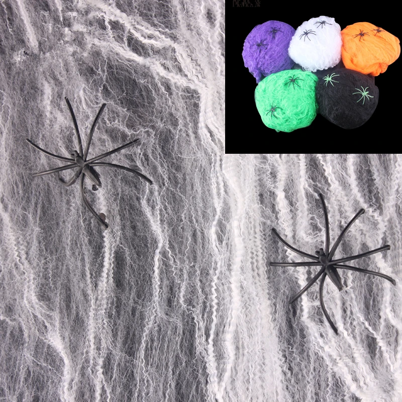 Страшный реквизит для вечевечерние на Хэллоуин белая паутина эластичная