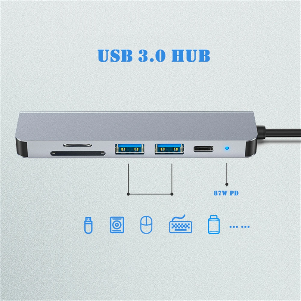 USB Type-c концентратор 6 в 1 C на 3 0 HDMI-совместимая док-станция для MacBook Pro Nintendo Switch USB-C Type