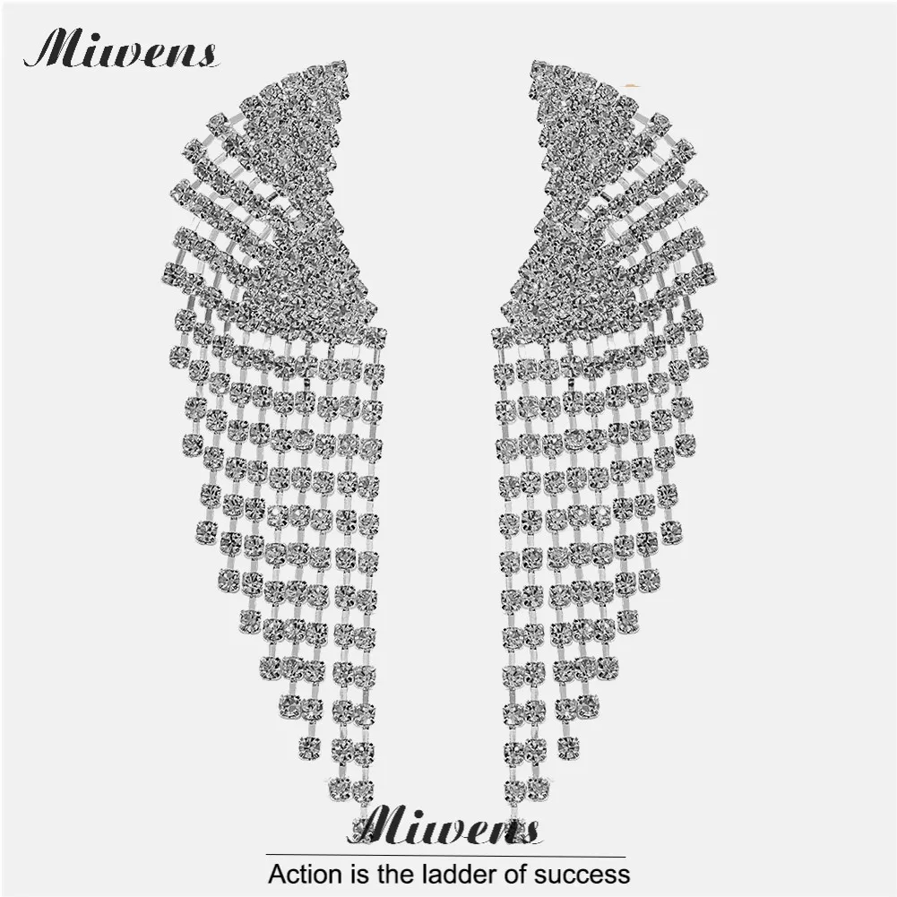 

Висячие серьги Miwens с белыми кристаллами и кисточками для Женщин, Модные металлические серьги-подвески с кристаллами, свадебные украшения, ...