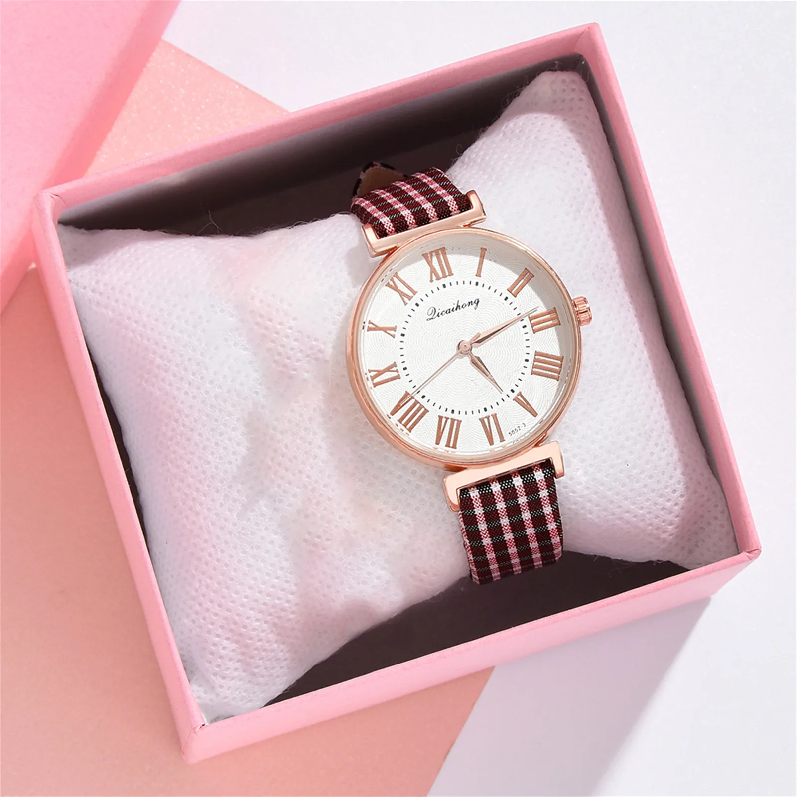 

Luxury Watch Women New Fashion Plaid Small Printed Belt Dial Female Student Quartz Watch Women Versatile Watchband Watches