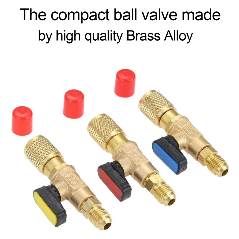 

Big deal 3Pcs/Set Brass R410A Refrigerant Straight Ball Valves AC Charging Hoses Brass 1/4 inch Male To 1/4 inch / 5/16 inch Fem